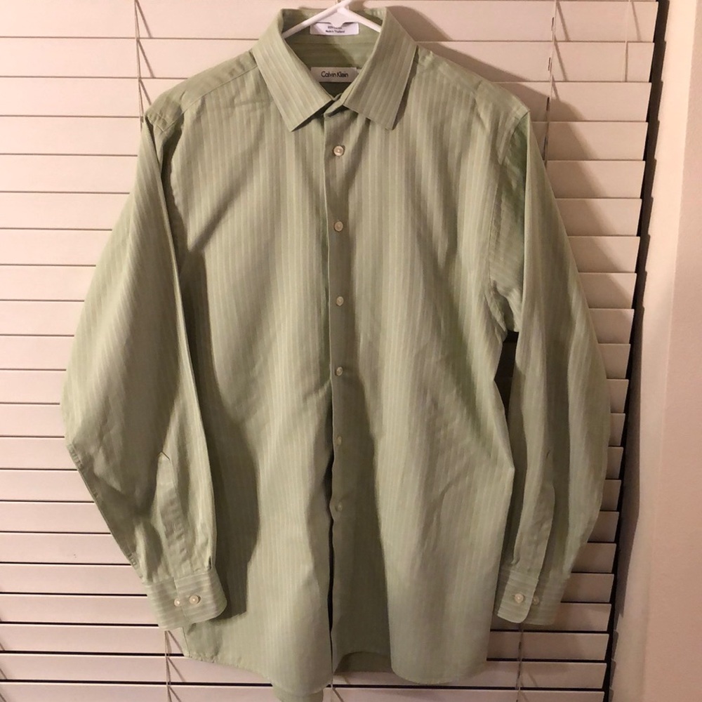 Calvin Klein Men’s Light Green Cotton Button Down